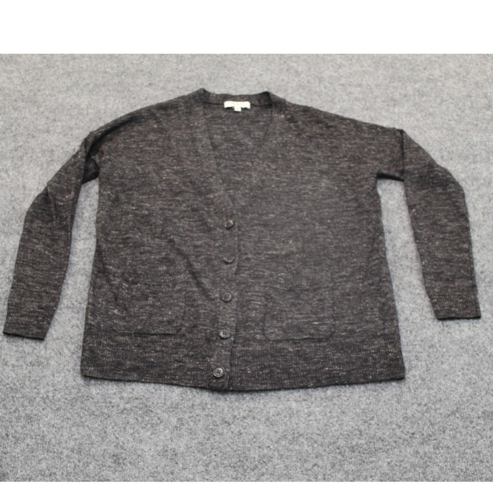 Madewell 1937 Cardigan Sweater Charcoal Marled Knit L/S Alpaca Blend Size Small